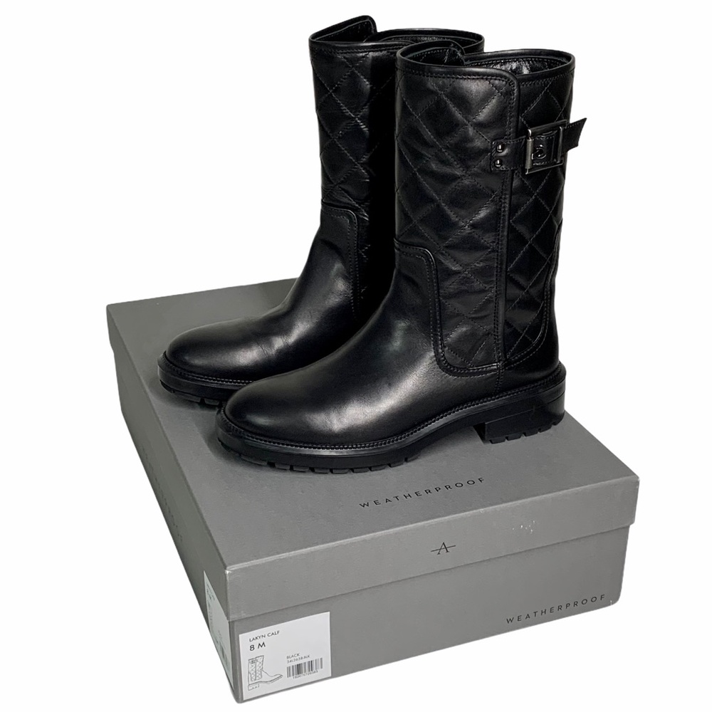 Aquatalia Quilted Leather Motorcycle Boots - Picture 12 of 16